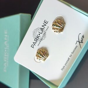 NWT Park Lane Ariel Gold Shell Earrings with Multicolor Gems
